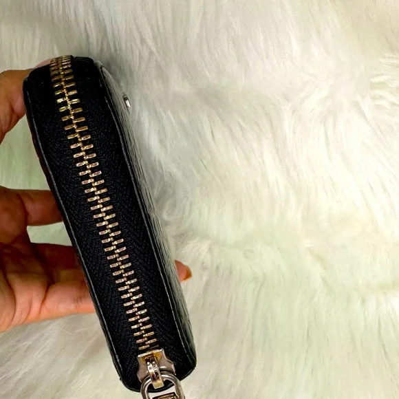 Authentic Miu Miu by Prada leather Black Croc Embossed Zip Around Wallet vintage